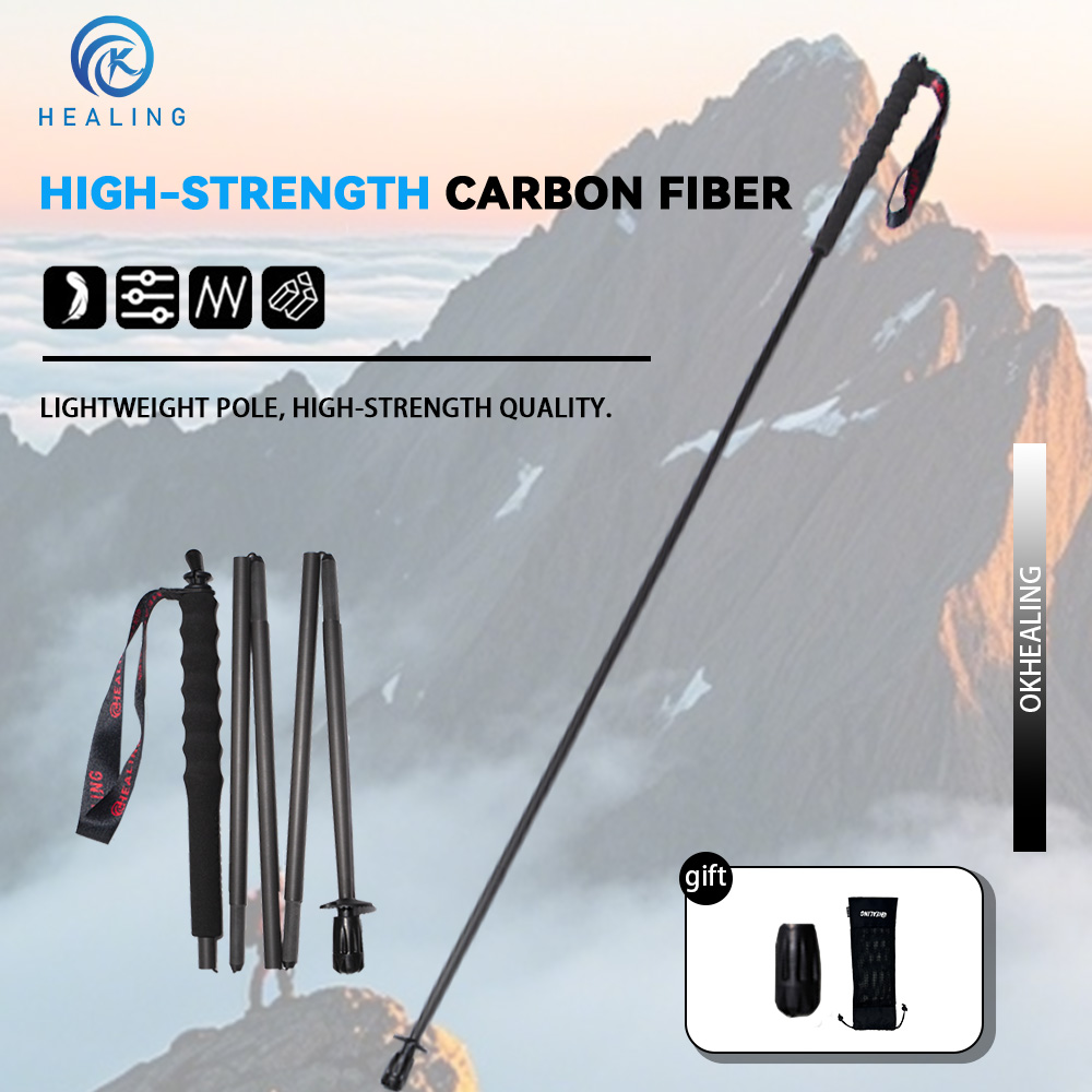 Trekking Pole Carbon - OKHEALING 110g Ultra Hafif 5 Bölümlü